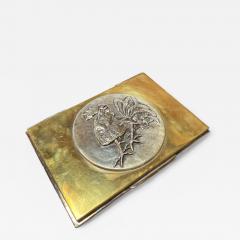 Brass and Silver Embossed Box with Bird Motif - 4374472