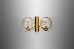 Brass and Smoked Glass Wall Light for Westal Sweden Second half of 20th Century - 3663922