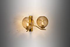 Brass and Smoked Glass Wall Light for Westal Sweden Second half of 20th Century - 3663924