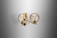 Brass and Smoked Glass Wall Light for Westal Sweden Second half of 20th Century - 3663926