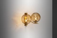 Brass and Smoked Glass Wall Light for Westal Sweden Second half of 20th Century - 3663928