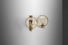 Brass and Smoked Glass Wall Light for Westal Sweden Second half of 20th Century - 3663935