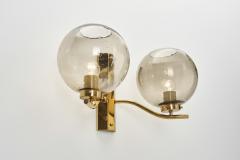 Brass and Smoked Glass Wall Light for Westal Sweden Second half of 20th Century - 3663939