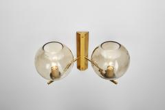 Brass and Smoked Glass Wall Light for Westal Sweden Second half of 20th Century - 3663940