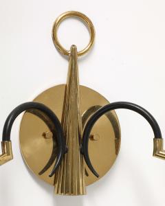 Brass and Steel Sconces France c 1940 - 3743970