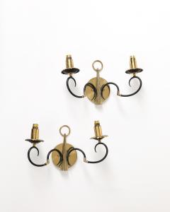 Brass and Steel Sconces France c 1940 - 3743975