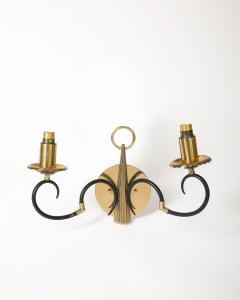 Brass and Steel Sconces France c 1940 - 3743976