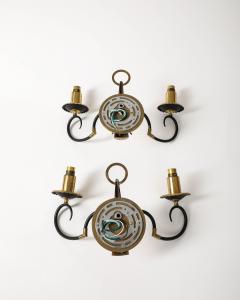 Brass and Steel Sconces France c 1940 - 3743979