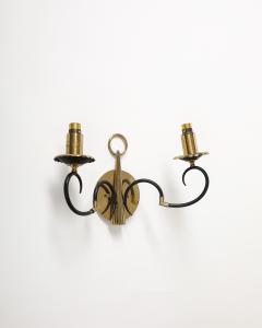 Brass and Steel Sconces France c 1940 - 3743980