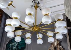 Brass and White Glass Chandeliers - 4719158