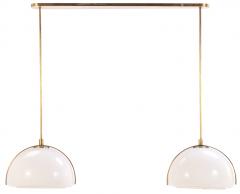Brass and White Glass Dual Pendant Light C 1960 - 4610643