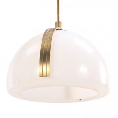 Brass and White Glass Dual Pendant Light C 1960 - 4610644