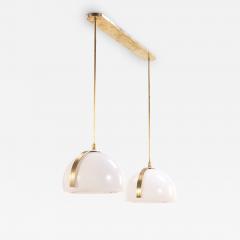 Brass and White Glass Dual Pendant Light C 1960 - 4614401