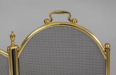 Brass and Wire Three Panel Folding Fireplace Screen - 3573267