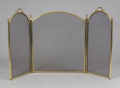 Brass and Wire Three Panel Folding Fireplace Screen - 3573268