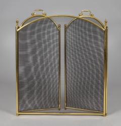 Brass and Wire Three Panel Folding Fireplace Screen - 3573270