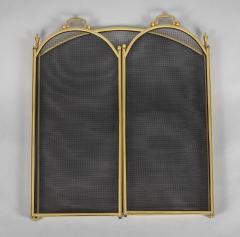 Brass and Wire Three Panel Folding Fireplace Screen - 3573271