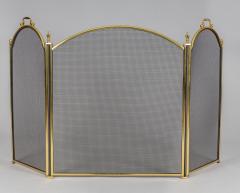 Brass and Wire Three Panel Folding Fireplace Screen - 3573272