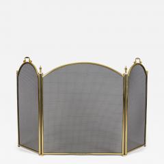 Brass and Wire Three Panel Folding Fireplace Screen - 3573887