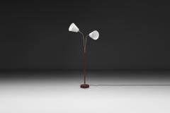 Brass and Wood Floor Lamp with Two Adjustable Arms Europe Mid 20th Century - 4776391