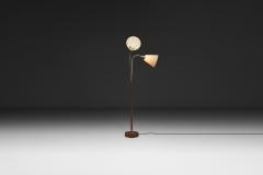 Brass and Wood Floor Lamp with Two Adjustable Arms Europe Mid 20th Century - 4776394