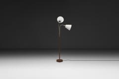 Brass and Wood Floor Lamp with Two Adjustable Arms Europe Mid 20th Century - 4776395