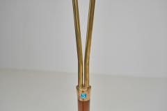 Brass and Wood Floor Lamp with Two Adjustable Arms Europe Mid 20th Century - 4779666