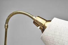 Brass and Wood Floor Lamp with Two Adjustable Arms Europe Mid 20th Century - 4779669
