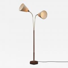 Brass and Wood Floor Lamp with Two Adjustable Arms Europe Mid 20th Century - 4779745