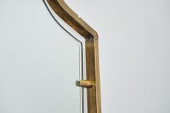 Brass and Wood Mirror Italy 1950s - 4386860