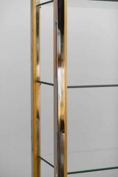 Brass and chromed metal bookcases with glass shelves Italy 1980 - 3372882