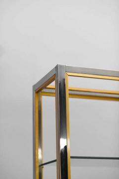 Brass and chromed metal bookcases with glass shelves Italy 1980 - 3372883