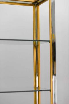 Brass and chromed metal bookcases with glass shelves Italy 1980 - 3372884