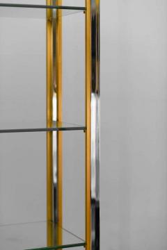 Brass and chromed metal bookcases with glass shelves Italy 1980 - 3372886