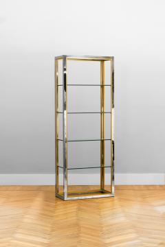 Brass and chromed metal bookcases with glass shelves Italy 1980 - 3381997