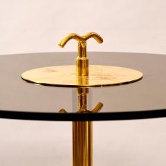 Brass and tinted glass tripod side table - 3352073