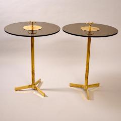 Brass and tinted glass tripod side table - 3352074