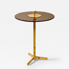 Brass and tinted glass tripod side table - 3359639
