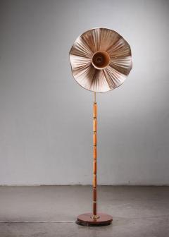Brass and wood floor lamp - 3127100