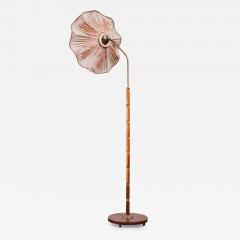 Brass and wood floor lamp - 3130542