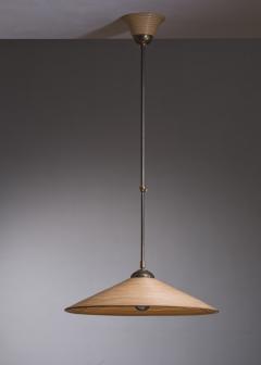 Brass and wood pendant lamp - 3445131