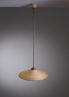 Brass and wood pendant lamp - 3445133