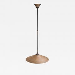 Brass and wood pendant lamp - 3445390