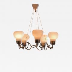 Brass chandelier with 5 glass shades - 3406518