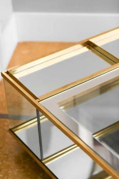 Brass glass and mirrored glass coffee table with removable trays 1970 - 3357706