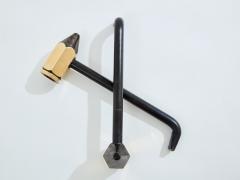 Brass pencil andirons wrought iron 1960s - 4030796