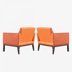 Brayton International Collection Brayton International Club Chairs in Orange Leather Pair - 1652950