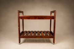 Brazilian Bar Cart in Imbuia Wood with Two Tiers and Slatted Shelf - 4763835