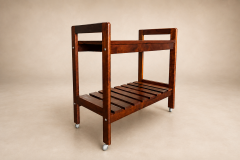 Brazilian Bar Cart in Imbuia Wood with Two Tiers and Slatted Shelf - 4763846