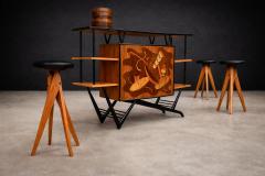 Brazilian Bar in Imbuia Roxinho Pau Marfim with Party Motif Marquetry - 4524961